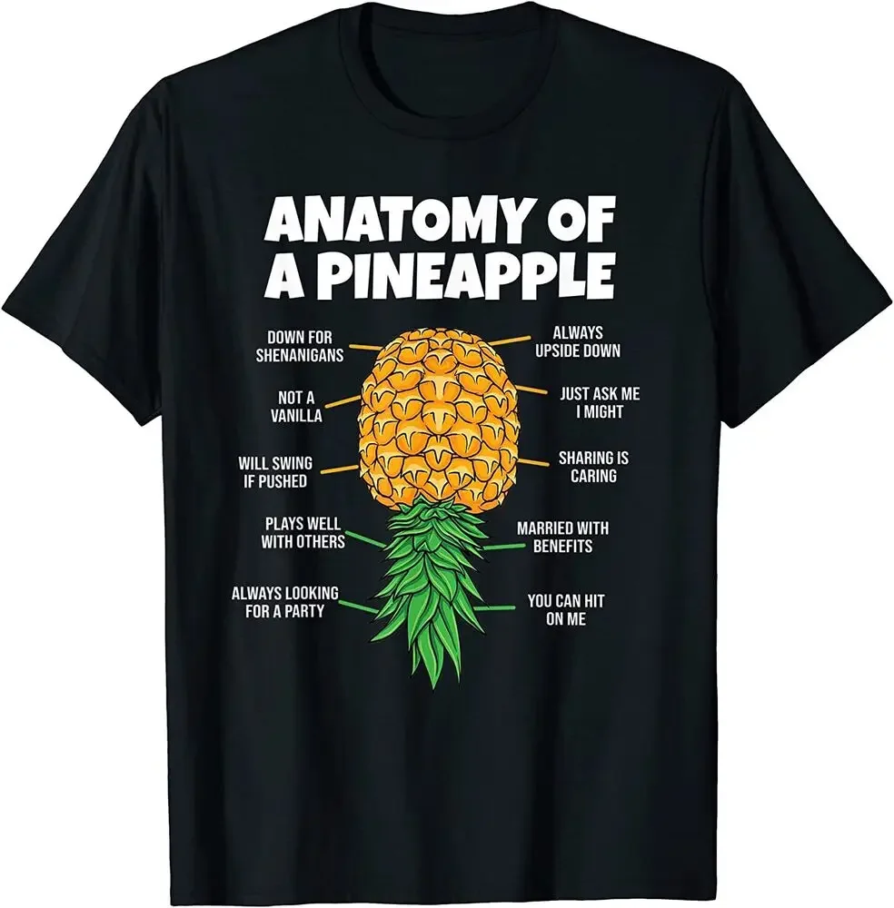 NEW! Anatomy Of Pineapple Swinger Funny Upside Down Gift T-Shirt   Tees High Quality 100%Cotton Short Sleeve