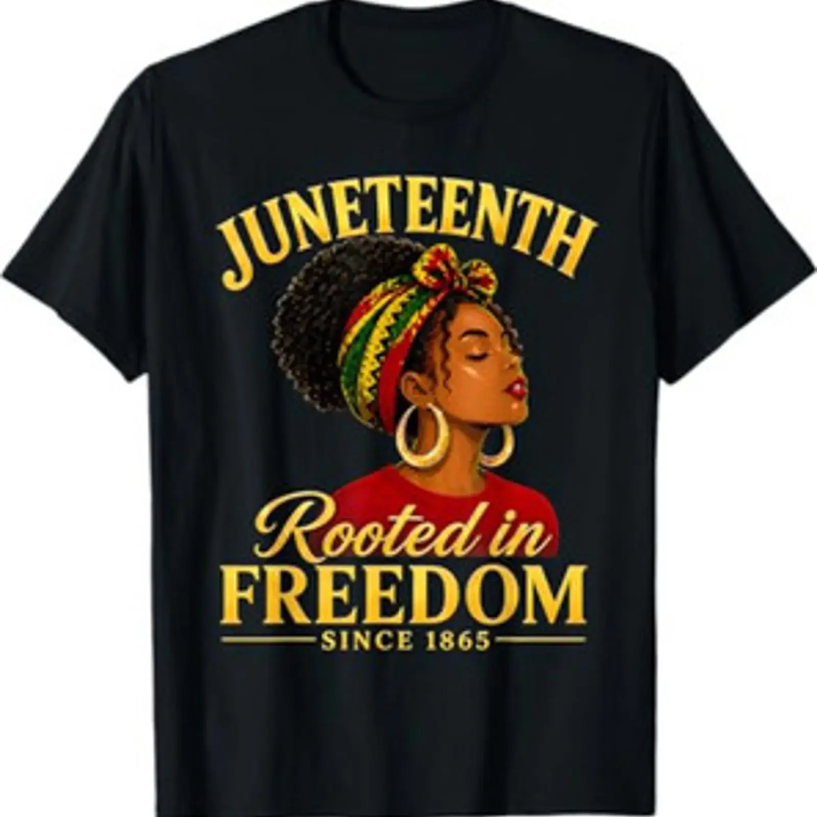 Camiseta Juneteenth Negra Mujer Rooteada en Libertad vintage Washed Comfortable Breathable streetwear Slightly Versatile Unisex