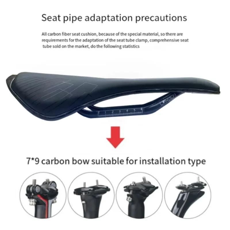 Samana No Label Ultraleichter, anpassbarer 125g weicher, komfortabler T800 Carbonfaser-PU-Leder Rennradsattel 7x9mm – Detail 3