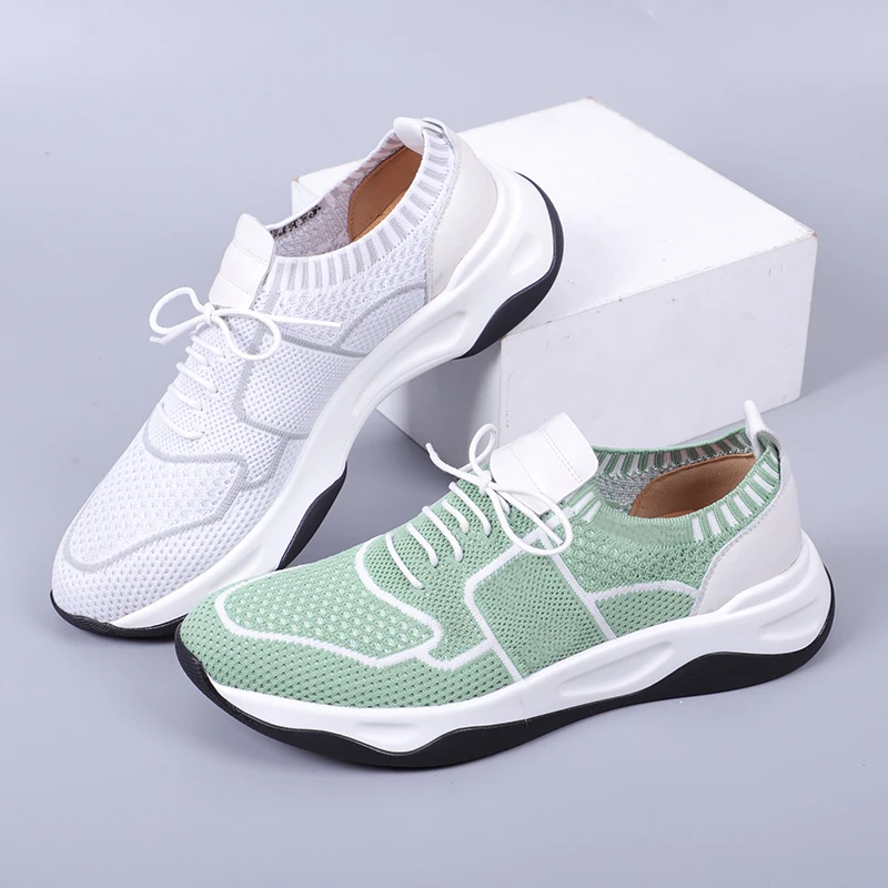Fashion Trendy Men's Knitted Upper Sneakers Breathable Lightweight Daily Casual Sports Footwear Multi-Color Size 38-46 - view 6