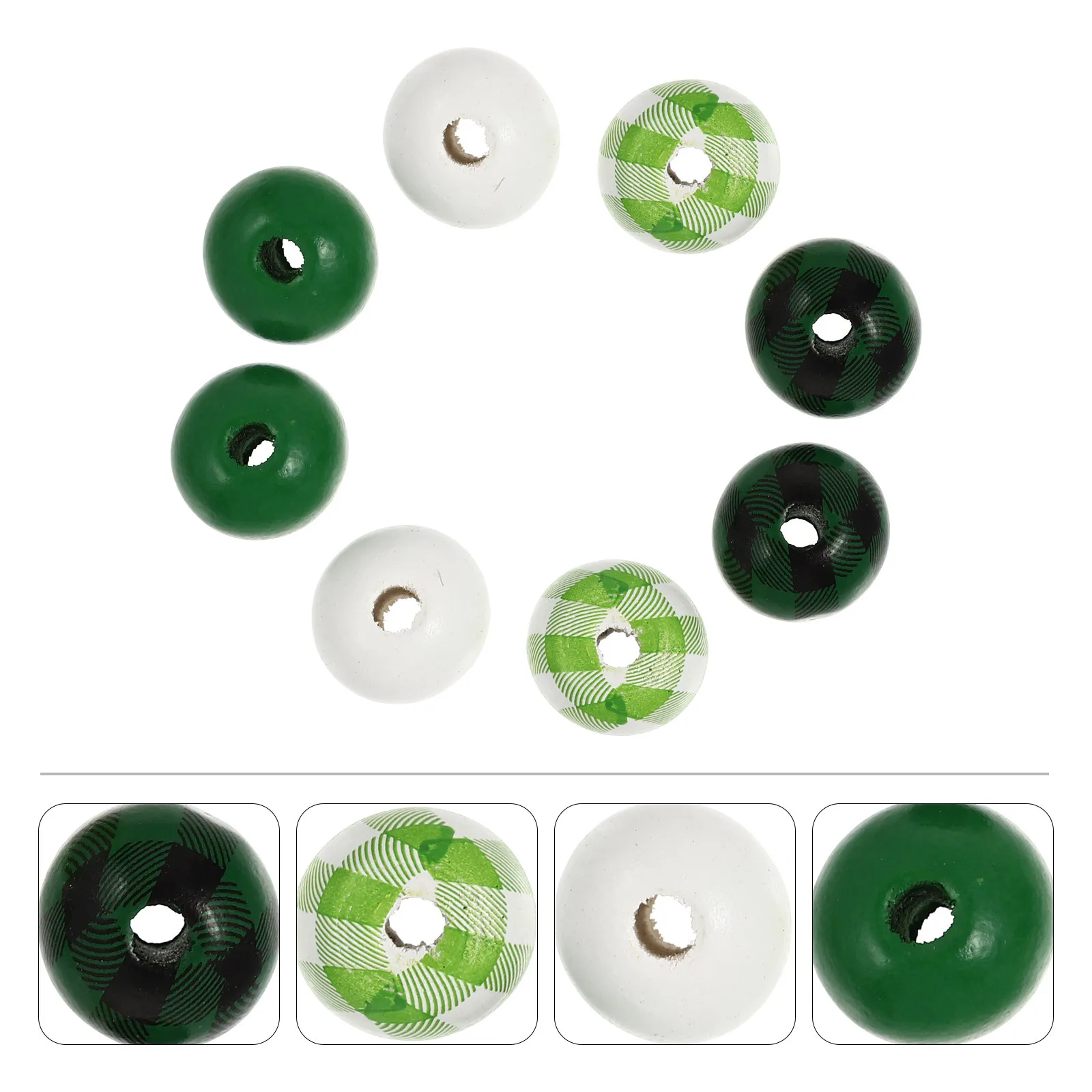 

1Set Green Wooden Beads Rope St Patricks Day Home Decor DIY Handmade Tassel Beads String Making Material