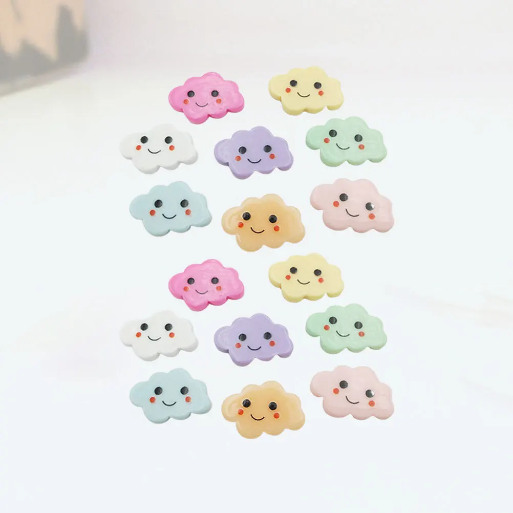 

40Pcs DIY Phone Case Material Resin Cartoon Cloud Smiling Face Durable Lightweight Hairpin Headdress Making Accessory