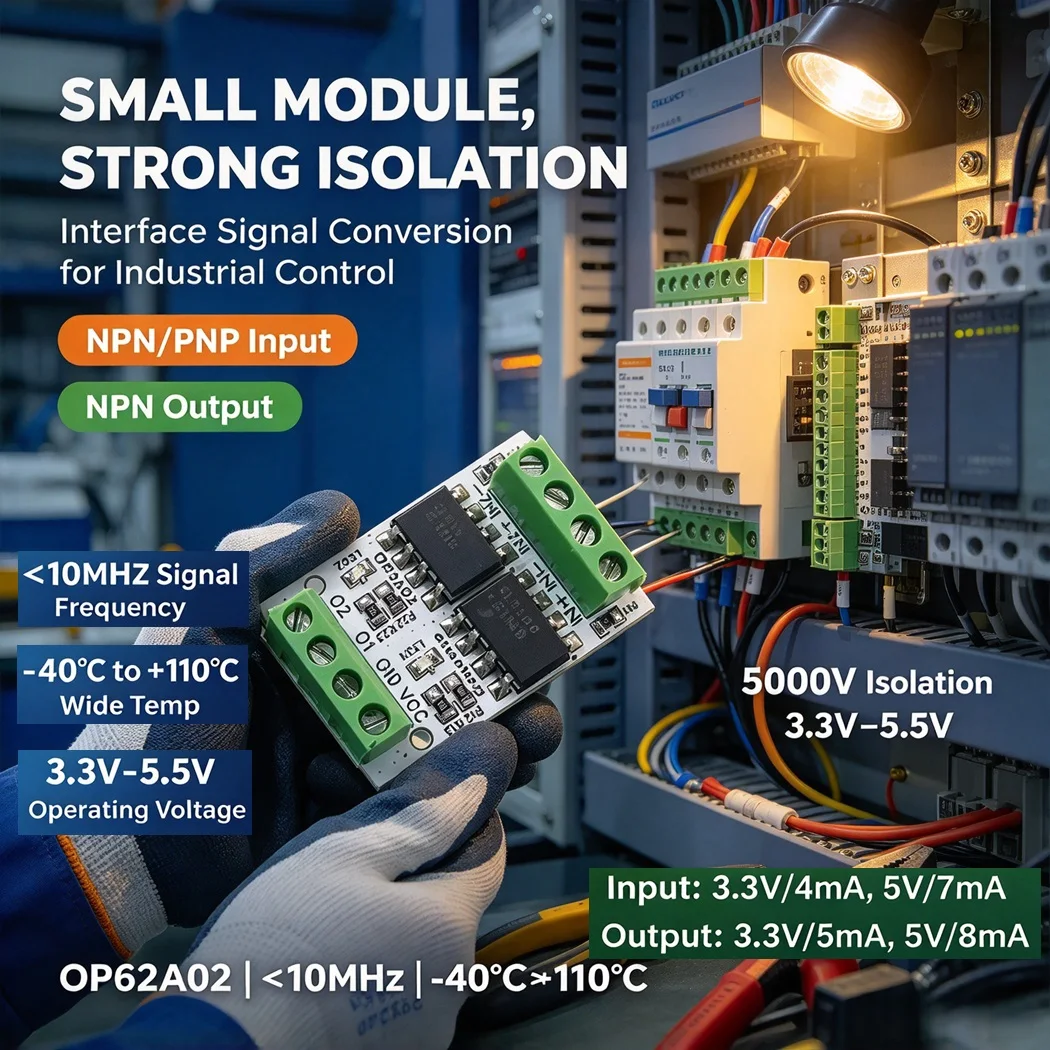 3PCS Eletechsup OP62A02 Optocoupler Isolation Module NPN PNP to NPN 5000V Isolation DC3.3-5.5V Signal Level Converter 10MHz