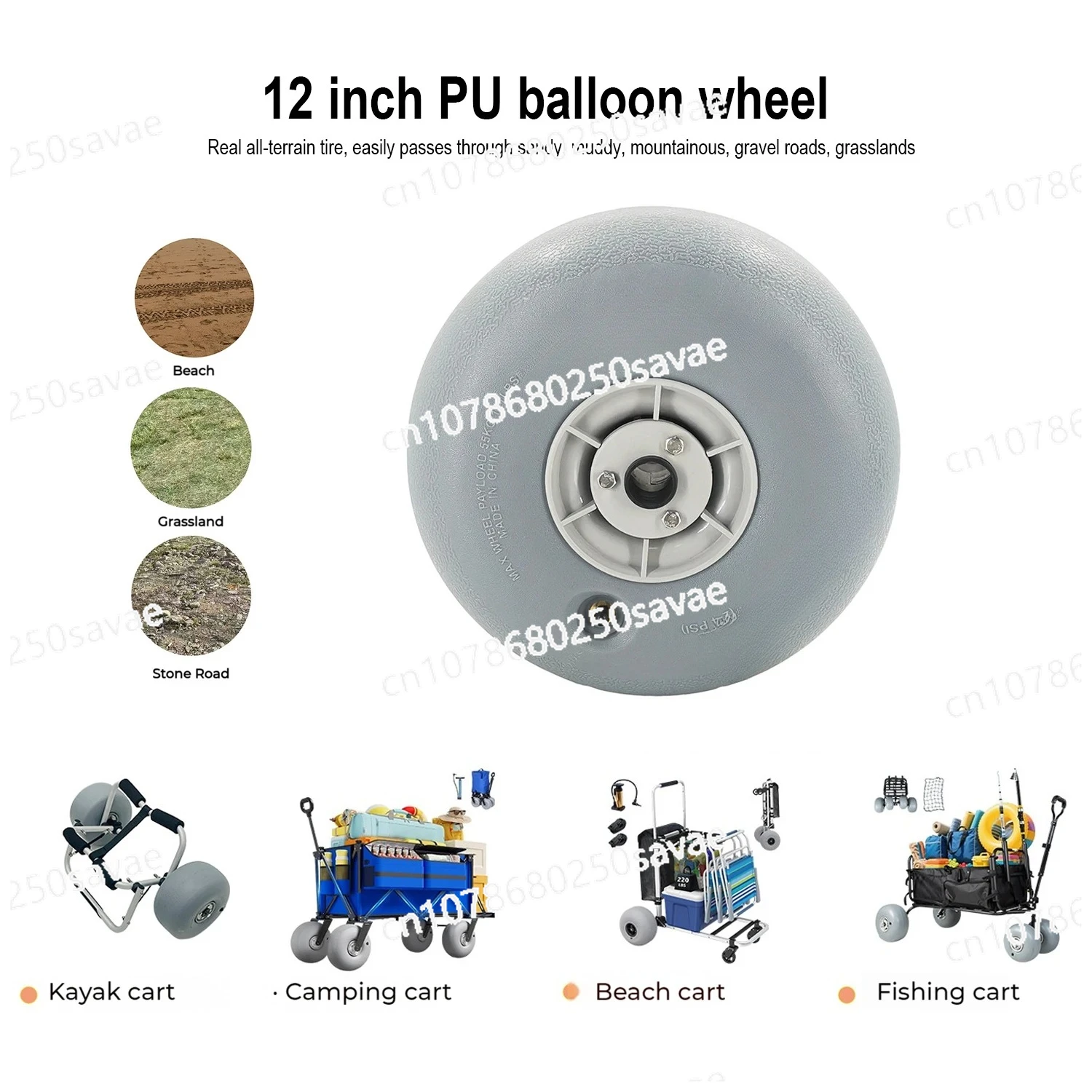 Beach Balloon Wheels for Kayak Carts Beach Carts Beach Trolley Wheel Garden Carts Mounting Part Diameter 20.5mm/22.5mm