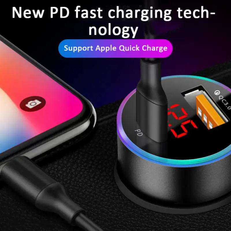 Car Charger Digital Car Charger Dual USB Car Charger Multifunctional Intelligent Adapter Socket