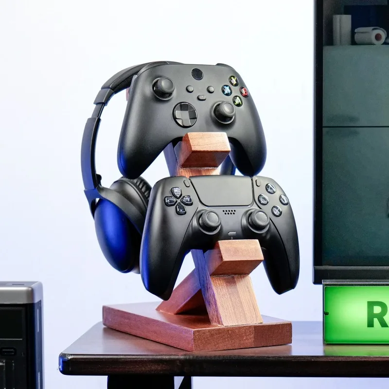 Suitable for Ps5/xbox Gamepad Holder, Headset, Headset, Hanger, Solid Wood Bracket, Three-layer Storage.