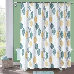 Flowers and Leaves Shower Curtain Pink Floral Plant Printed Garden Fabric Bath Curtain Hooks Home Decor Bathroom Accessories Set