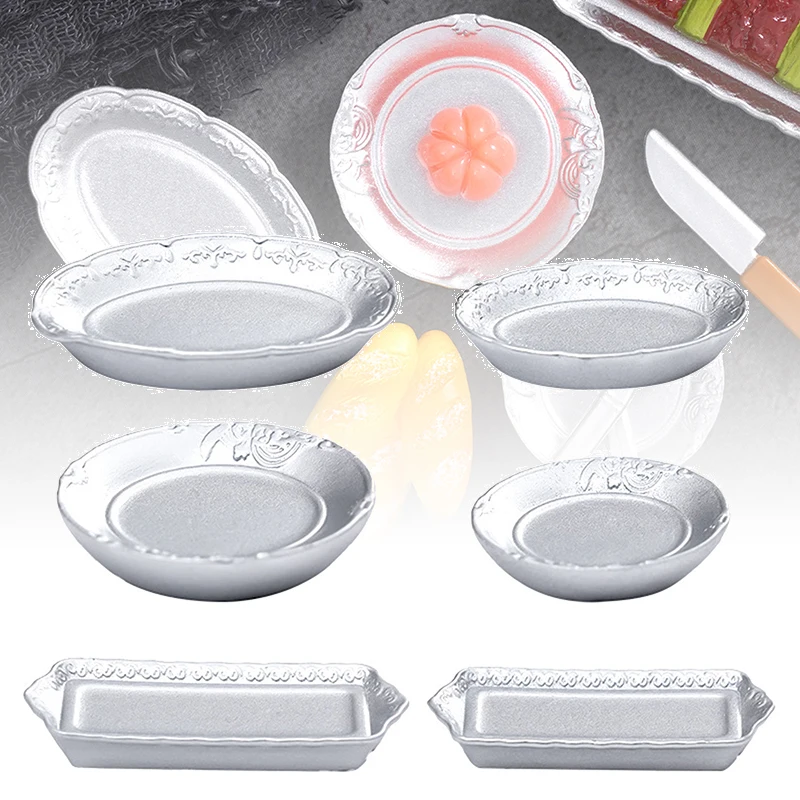 Accesorios en miniatura para casa de muñecas, Mini plato elíptico de postre, plato de cocina de simulación, juguetes para decoración de casa de muñecas, 10 Uds.