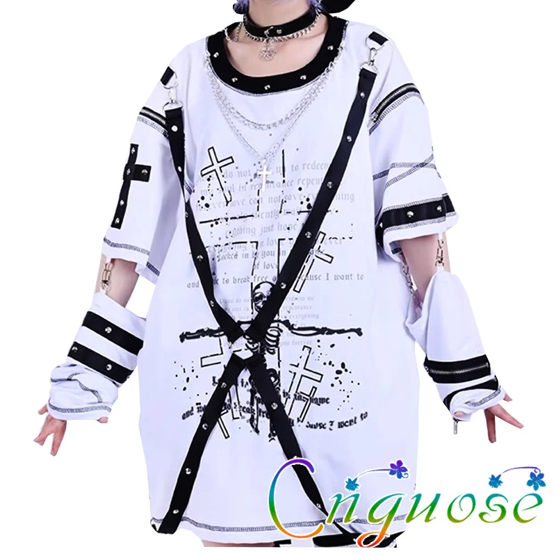 2024 Summer Mens Chain strap T-shirt Y2k Kill Matt Rock Punk Clothes Japanese y2k clothes Women bandage top T-shirt Shirt