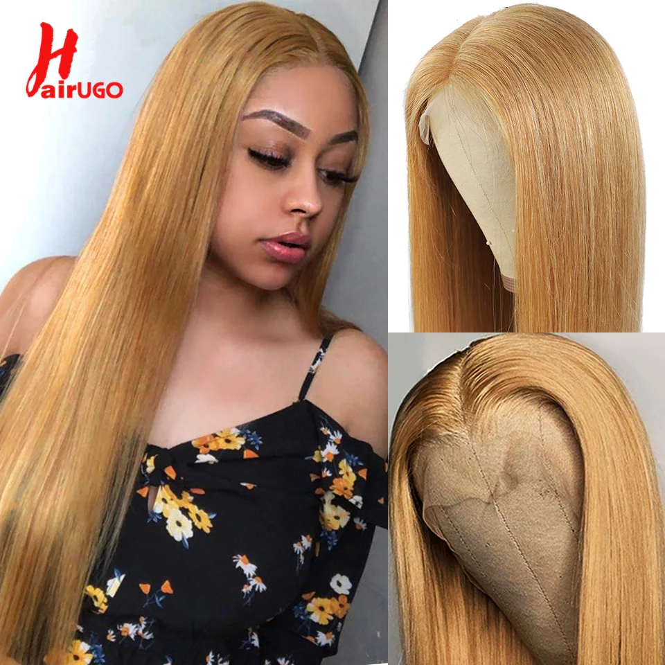 HairUGo #27 13*6 Lace Front Human Hair Wigs Honey Blonde Straight Lace Front Wigs For Women Remy Brazilian Lace Frontal Wigs