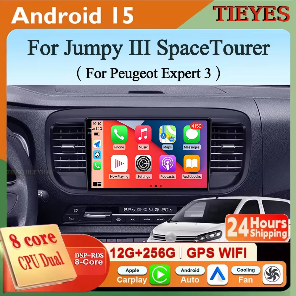 Android 15 Carplay For Citroen Jumpy III 3 SpaceTourer 1 For Peugeot Expert 3 2014 2017 2018 - 2021 Car Radio Multimedia Player