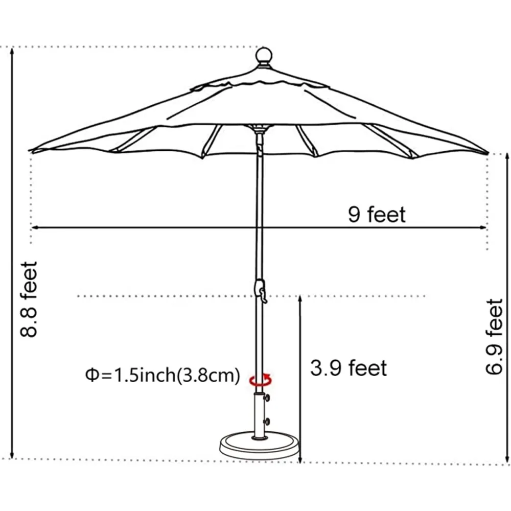 EliteShade-Parapluie de Table d'Extérieur avec Ventilation, Produit Disponible en Beige Antique, Disponible en 10 Ans