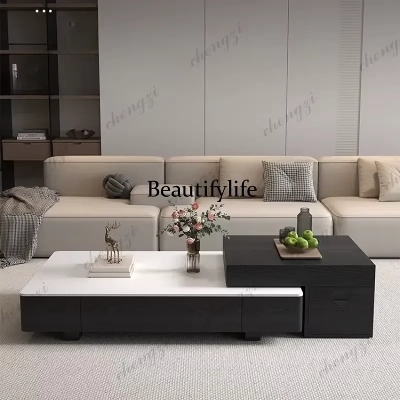 for A73 Modern Simple Rock Slab Coffee Table Living Room Household Light Luxury Minimalist Rectangular Storage Small