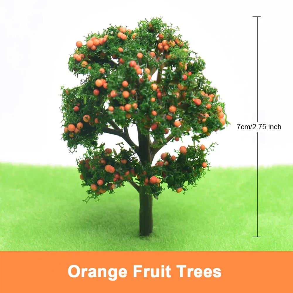 5pcs Miniature Fruit Trees Model 7cm/9cm Artificial Plants Diy Railway Train Layout/Sandtable Landscape/Garden Decor/Diorama