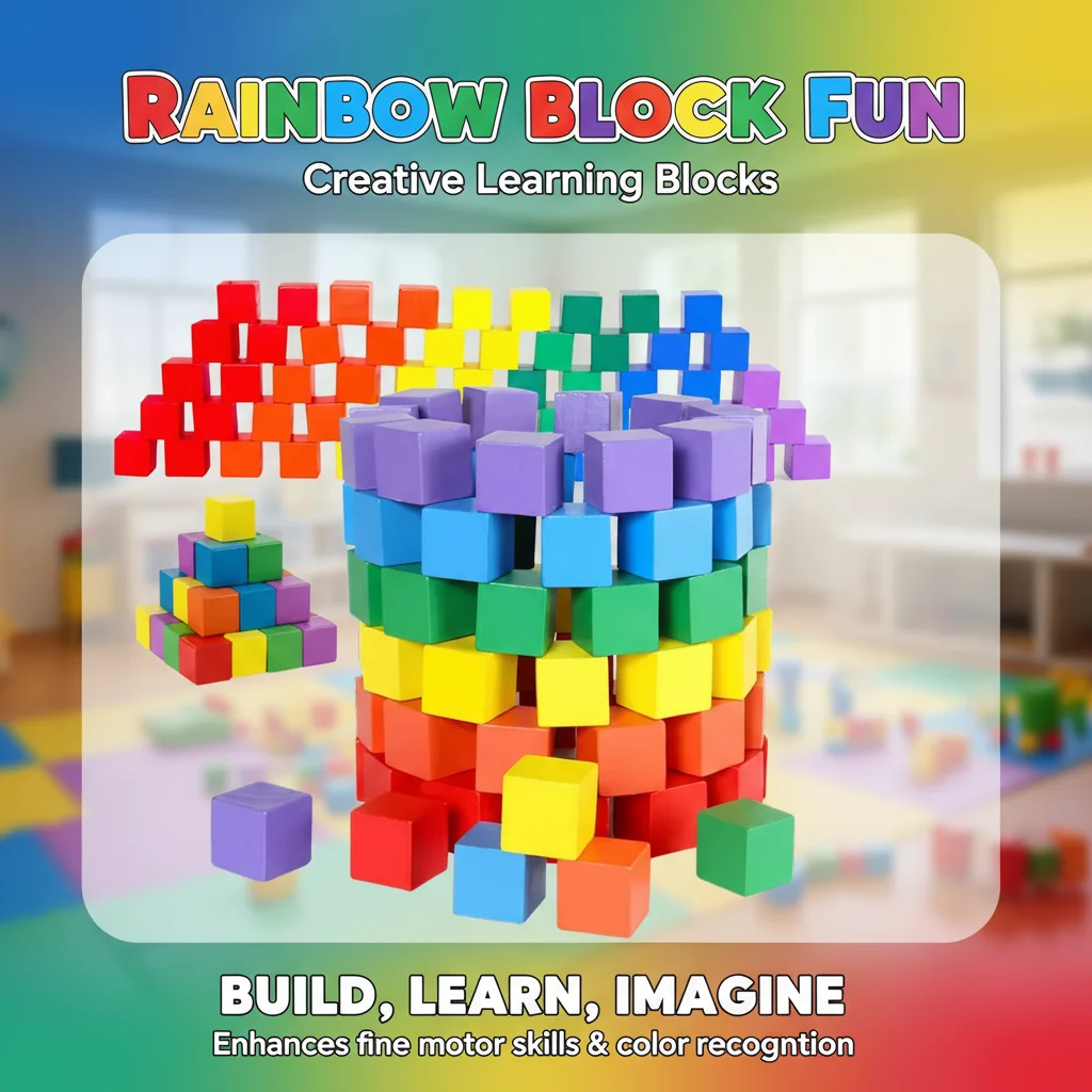 Kolorowe drewniane klocki dla dzieci - edukacyjna gra w układanie klocków dla chłopców i dziewczynek, idealny prezent urodzinowy