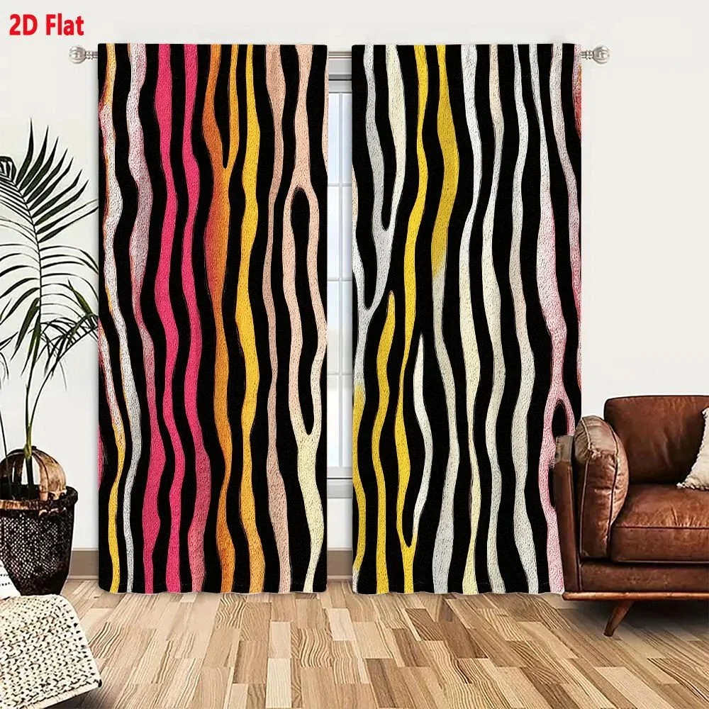 Vibrant Abstract Stripe Curtain Panels for Living Room Home Decor Window Treatment 50 Percent Light Filtering