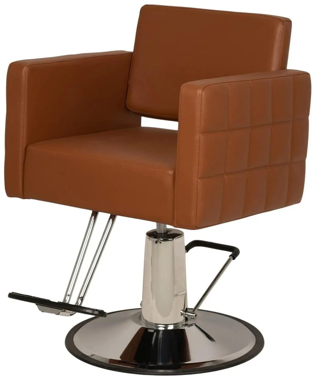 Extra Wide Hydraulic Salon Styling Chair Camel Vinyl, Customized