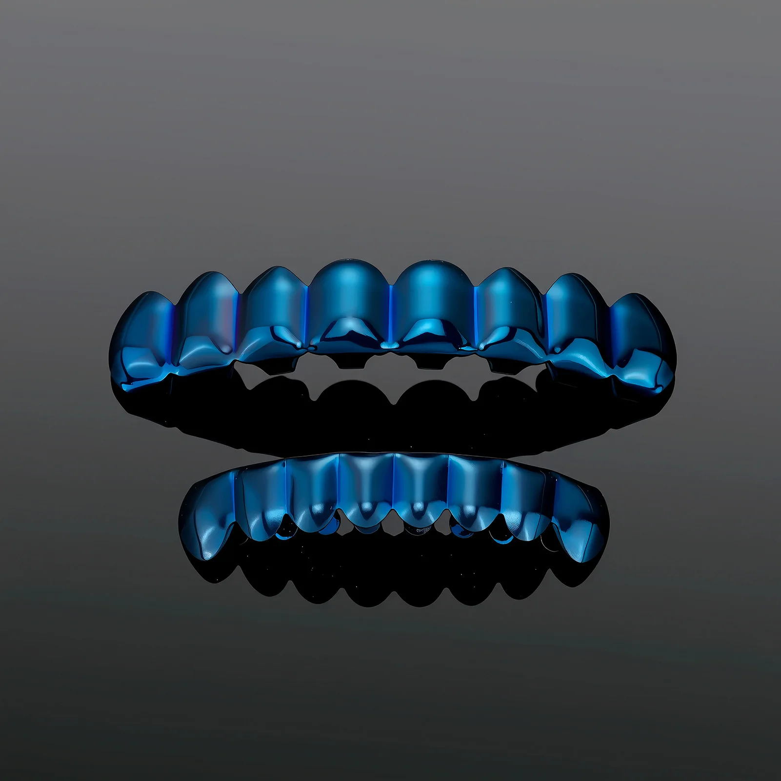 Drak Blue Color Hip Hop Grillz Set 6-8 Teeth Smooth Surface Top & Bottom Teeth Rapper Punk Style Jewelry for Men And Women - view 3