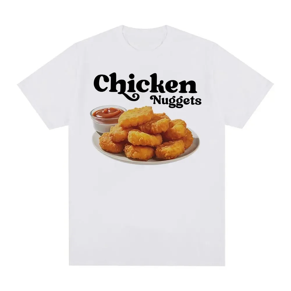 Chicken Nuggets Vintage Funny Food Meme T-Shirt Unisex Hip Hop Fashion Casual Pure Cotton Short Sleeve Top Women and Men T-shirt