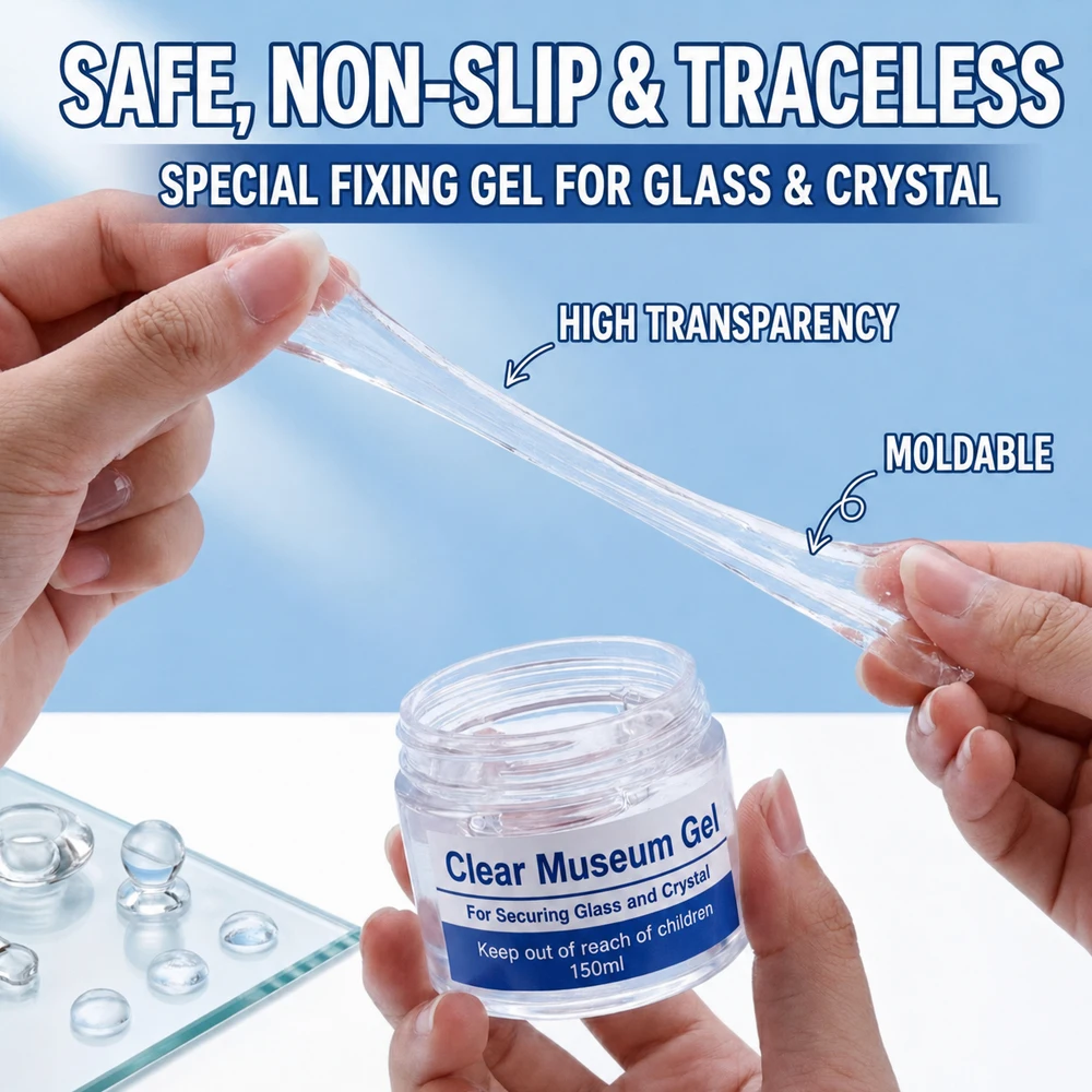 Museum Gel Clear Removable Museum Paste Putty Wax Removable Reusable No Residues Clear Adhesive Exhibits Putty Prevent Vibration