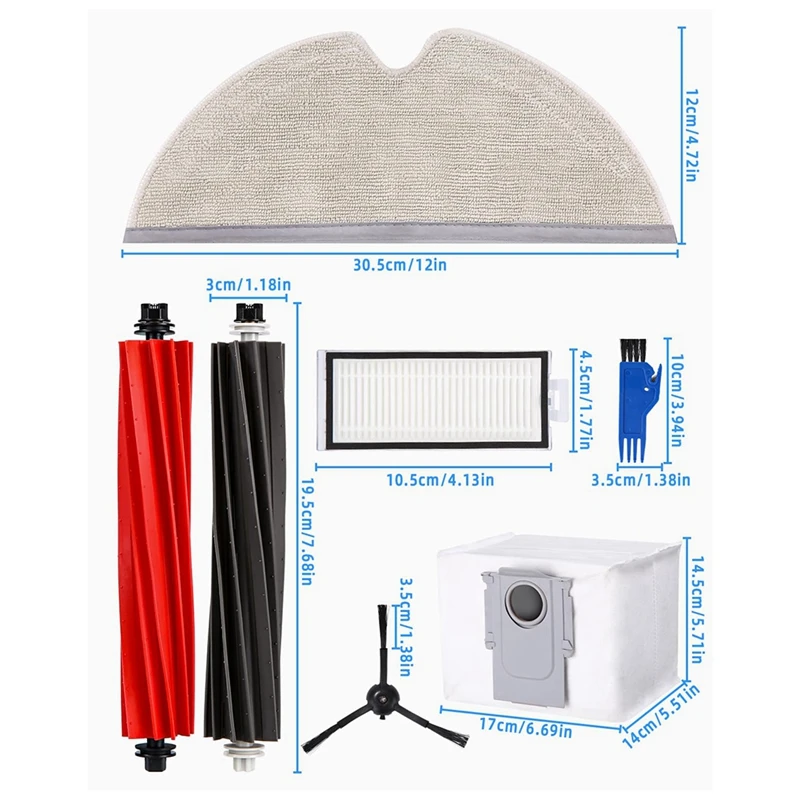 Spare Parts Parts Set For Roborock Q8 Max+/Q8 Max/Q5 Pro+/Q5 Pro Robot Vacuum Cleaner,Main Brushe,HEPA Filters,Wipes,Side Brushe