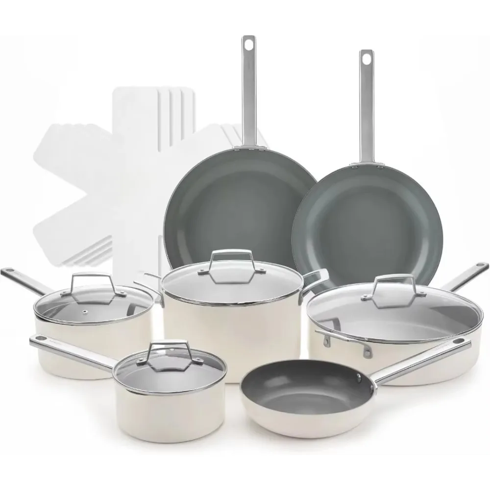 

Nonstick Ceramic Cookware Set,18 pcs Pots And Pans Set,Induction Kitchen Cookware sets with Lid,Non Toxic Pots And Pan Set