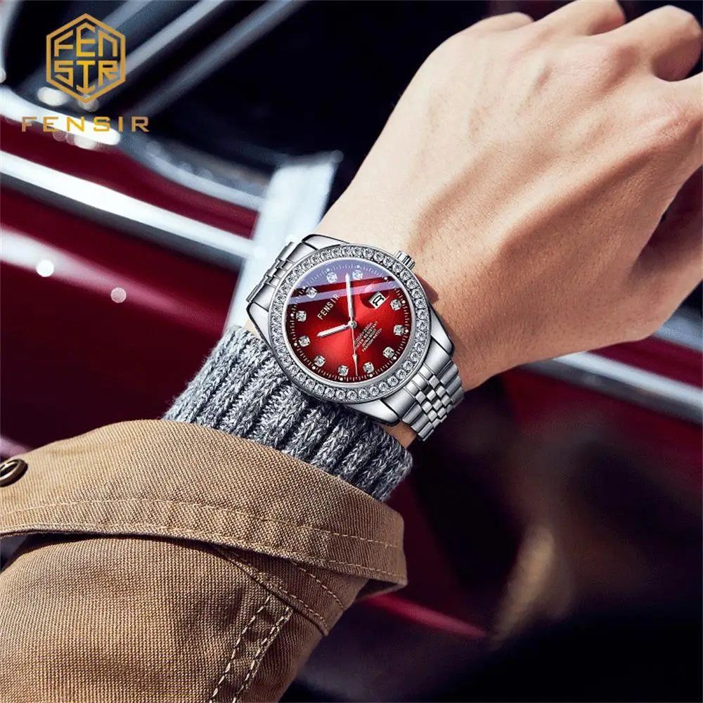 2024 Men\'s Luxury Diamonds Dial Design Watches Unusual Sport Steel Quartz Waterproof Watch For Men WristWatch Clock montre homme