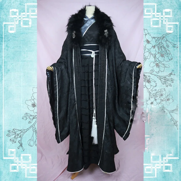 New TV Till The End of Moon Actor Tan TaiJin Emperer Devil Black Male Costume Drama Hanfu and Hair Tiara Set Cosplay Photograph