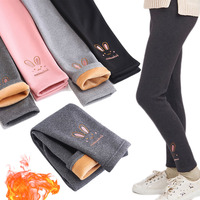 2025 Children Leggings Girls Fleece Lined Thermal Bottoms Baby Casual Trousers Kids Warm Pants Elastic Bunny Tights 3-8 Years