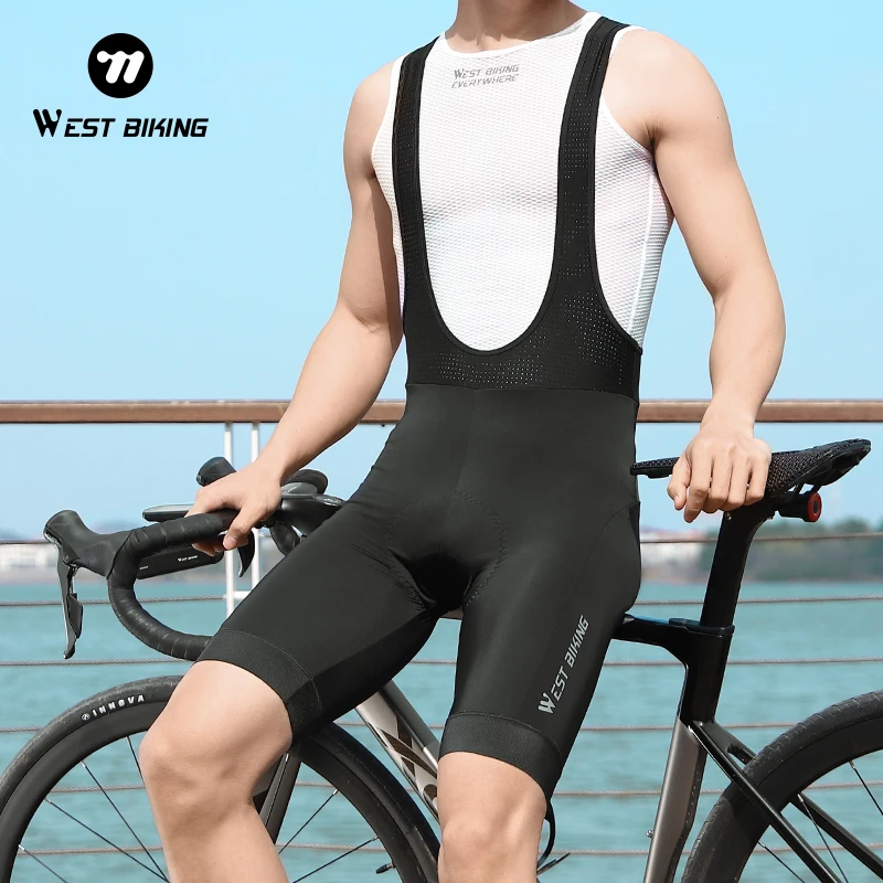 

WEST BIKING Summer Cycling Bib Shorts Breathable Quick Drying Padded Bike Shorts with 3D Cushion for Men Women MTB Road Bike
