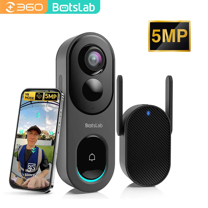 Qihoo360 Botslab 5MP Wireless WIFI Intercom Video Doorbell  with Cam Smart Home for Security Protection PIR Motion Detection