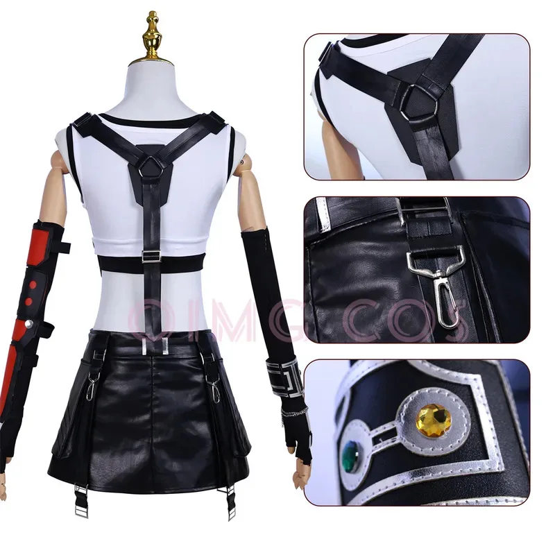 Disfraz de Tifa Lockhart, uniforme de carnaval, peluca, disfraces de Halloween de Anime, juego para mujer