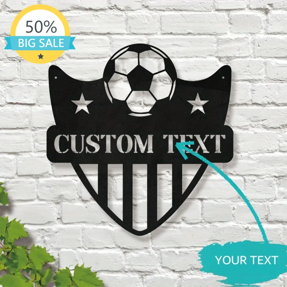 Nordic Wrought Iron Wall Art Classic Style Wall Art Soccer Crest Custom Made Team Emblem Sign Ideal for Home Office General Use