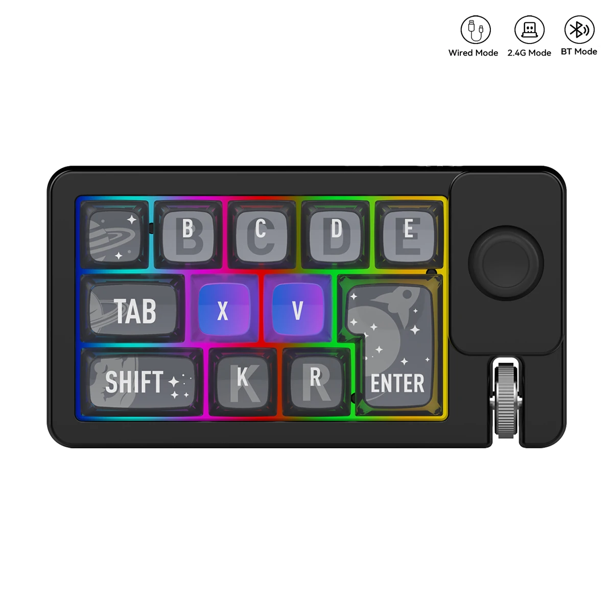 

Portable Bluetooth/2.4G/Wired Mechanical Game Number Keyboard with Game Joystick,Full Hot Swappable Programmable for Window/Mac