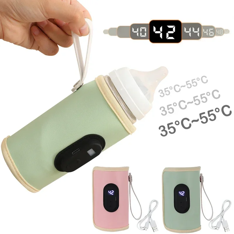 USB Baby Milch Flasche PU Thermische Tasche Reise Kinderwagen Isolierte Baby Still Flasche Heizung Neugeborenen Tragbare Fütterung Wärmer