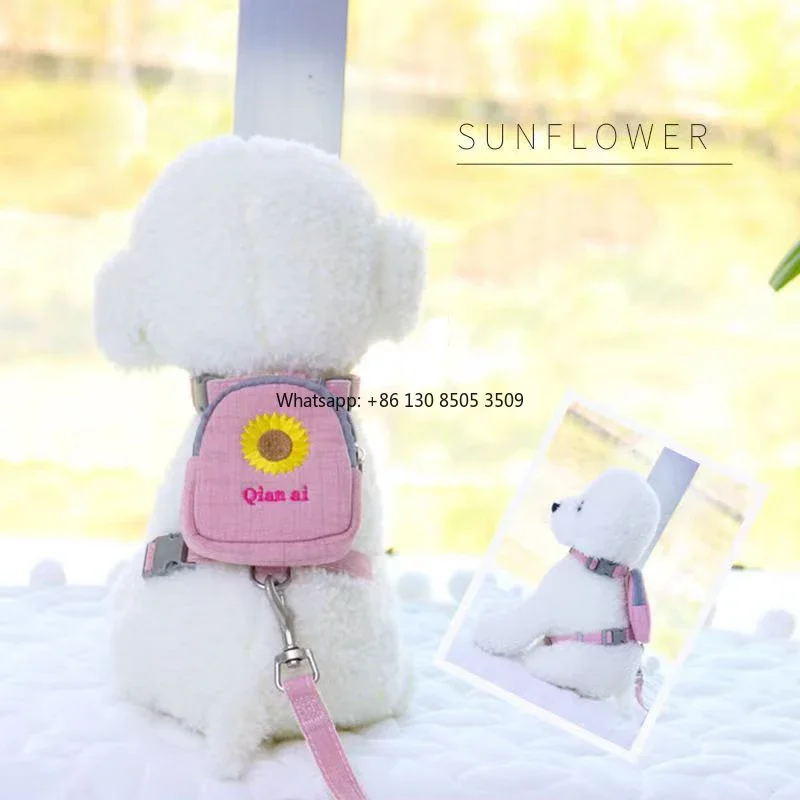 10pcs   Manufacturer Wholesale Multi-colors Cute Design Outdoor Cat Small Dog Harness with Bag