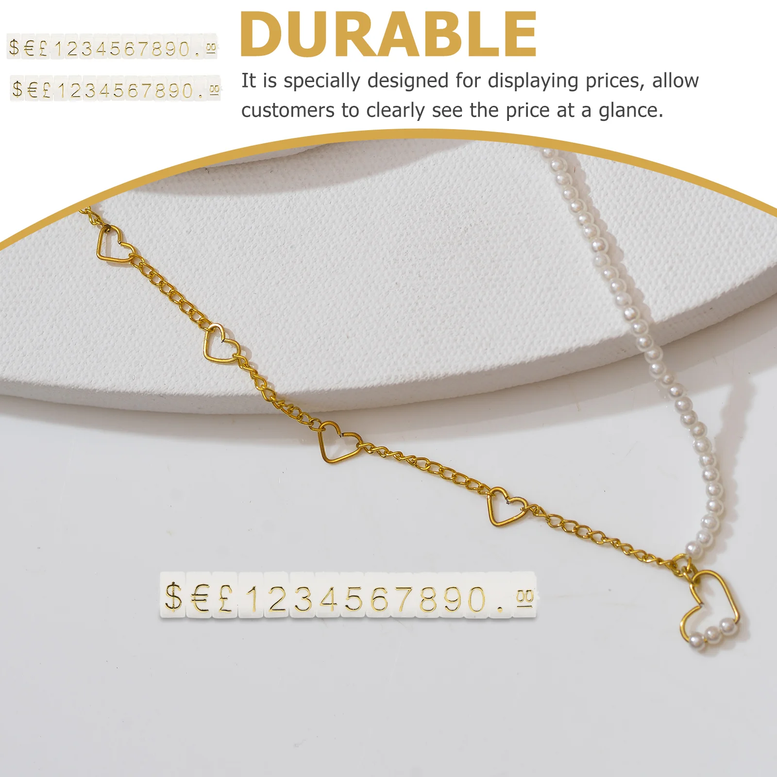 20 Pcs Price Tag Tags for Jewelry Display Cube Pricing Blank with Base Stand Adjustable White Label Blocks