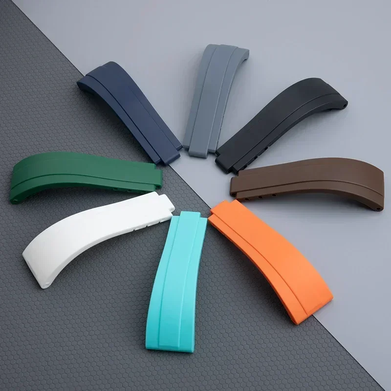 20/21 مللي متر حزام ساعة مطاطي عالمي لحزام رولكس غواصة الزان GMT Yachtmaster glideleck sekio أوميغا سوار معصم قابل للتعديل