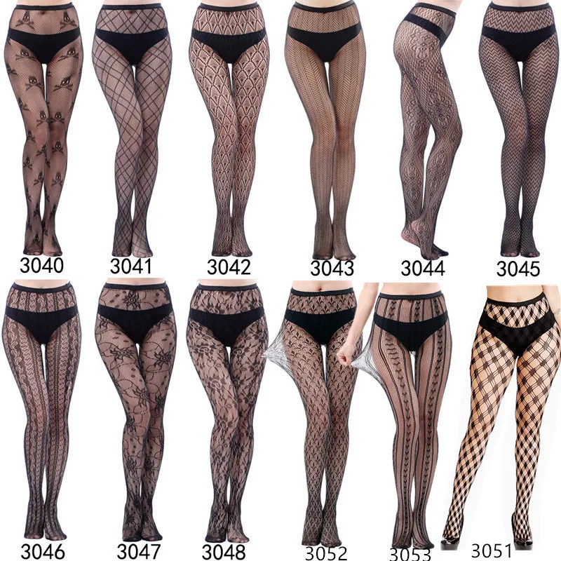 Neuartige Übergrößen-Netzstrumpfhose Sexy Hohle Spitzenstrümpfe Schwarze Overknee-Strümpfe für Damen Dessous – Detail 29