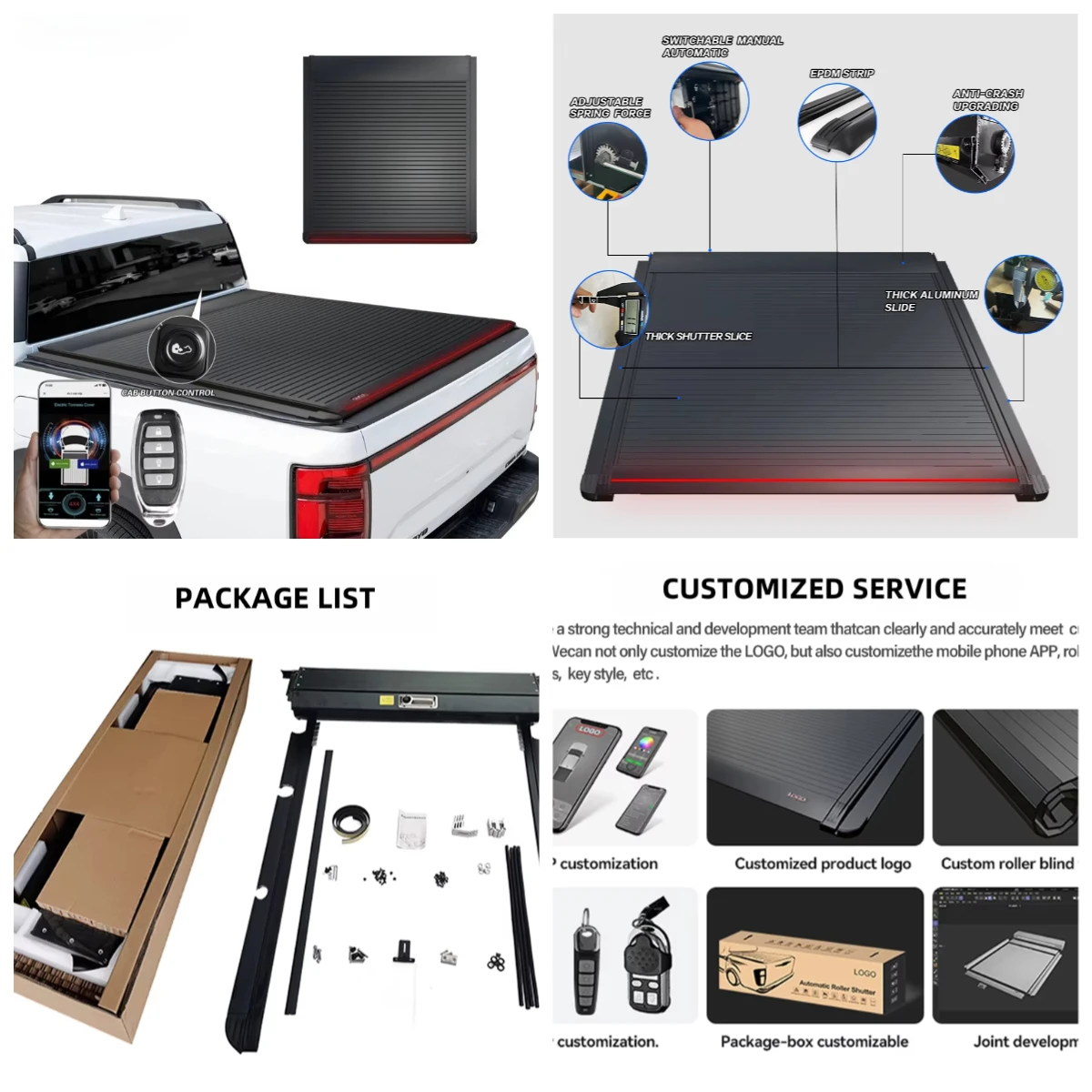 

Shark 6 Pickup Truck Aluminum Electric Roller Shutter Tonneau Cover