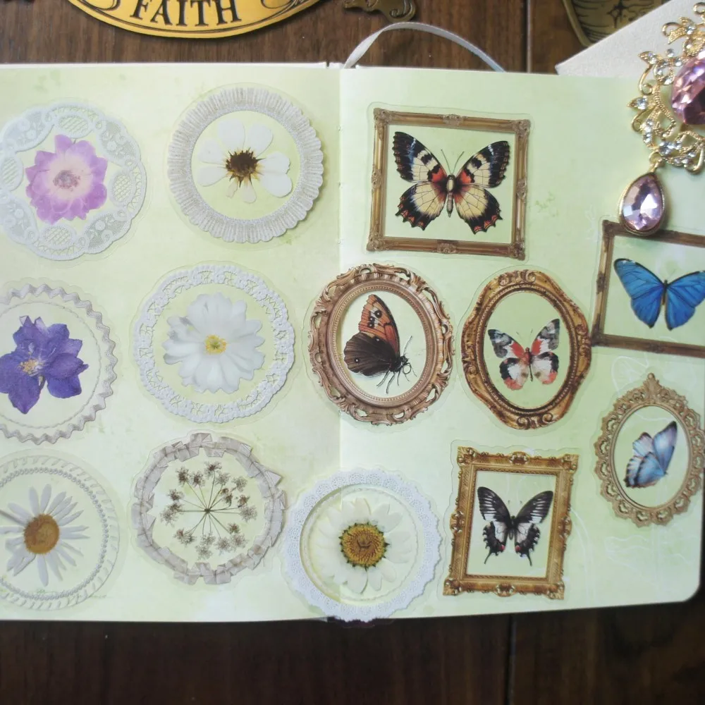 

18pcs Plant Stamp Butterfly Flower Specimen PVC Sticker Scrapbooking DIY Gift Packing Label Decoration Tag