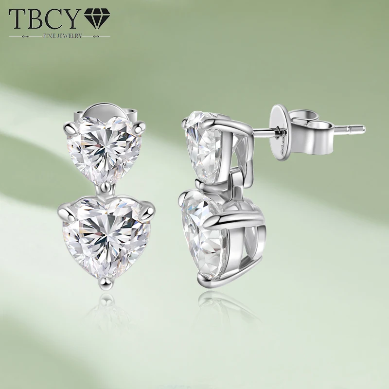 

TBCYD Серьги-капли с муассанитом в форме сердца 3 карата/6 карат Сертифицированные GRA Серьги-гвоздики из серебра 925 пробы Женские роскошные ювелирные изделия