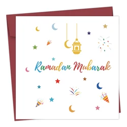Ramadan Mubarak Greeting Card with Envelope,Ramadan Celebration Card for Colleague,Friends Family, Holiday Gift Card for Muslims