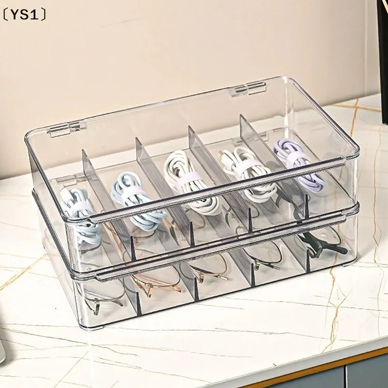 

〔YS1〕Multifunctional Transparent Glasses Storage Box 5 Grids Devided Sunglass Organizer Dustproof Eyeglasses Container