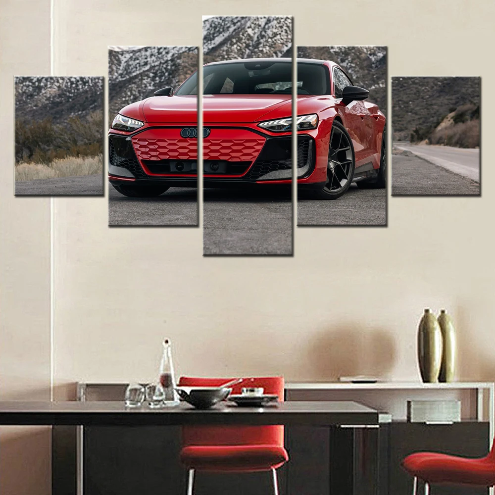 5 Pieces Canvas Wall Arts Poster Painting Cars Audi Performance 2025 Wallpaper Home Decor Picture Printing For Interior Artwork