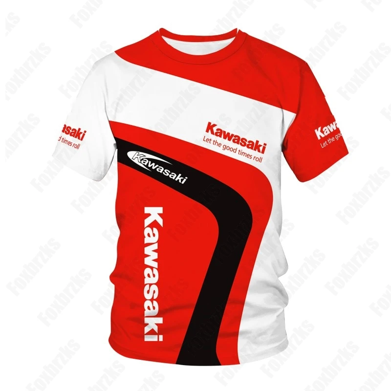 New Summer Kawasaki Team Motorcycle Riding T-Shirt Locomotive Factory Suit Racing Motorcycle 3D Printing KID/Adult Training Suit