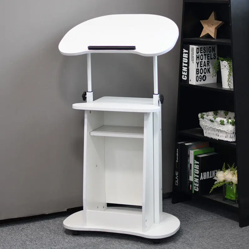 Standing Height Adjustable Mobile Computer Desk Multimedia Lectern Podium Reception Training Teacher