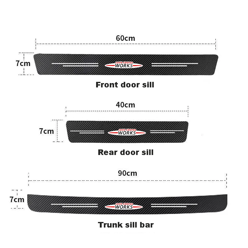 For Mini Coopers R56 F56 JCW Countryman Carbon Fiber Car Door Edge Sill Stickers Waterproof Decal Anti Scratch Accessories