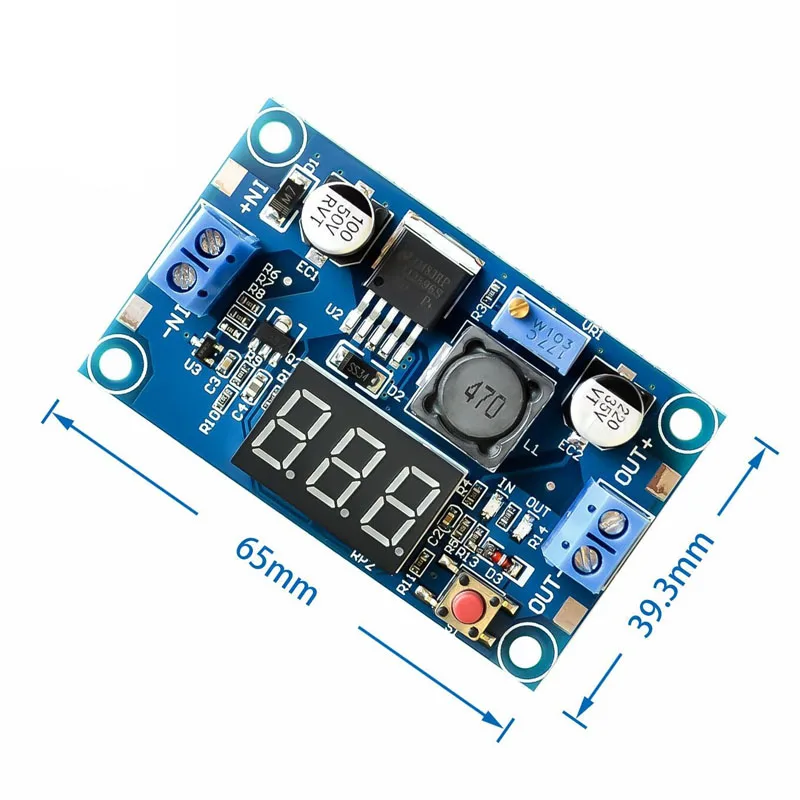 1~100Pcs Recommended HOT LM2596 DC-DC Adjustable Step-down Module with Voltmeter Display