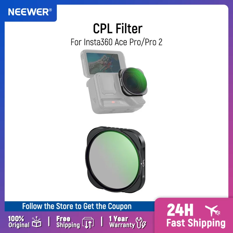 

NEEWER CPL Filter Compatible with Insta360 Ace Pro Insta 360 Ace Pro 2 Snap On Multicoated HD Optical Glass Adjustable
